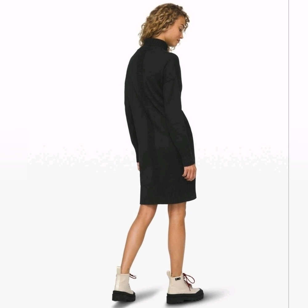 Lululemon "Softer Still" Cashmere Blend Dress Black M Athleisure FIRM - Picture 3 of 13